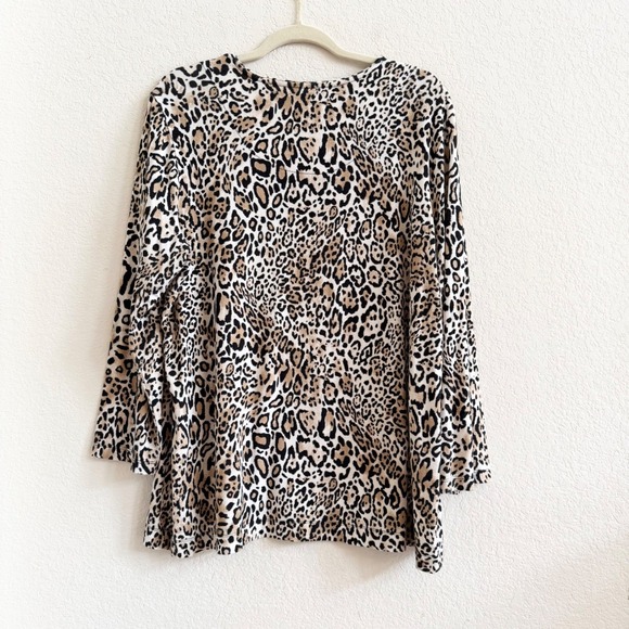 Chicos Leopard Print Tunic Top Womens Size 3 XL Brown Animal Print 3/4 Sleeve - Picture 4 of 9